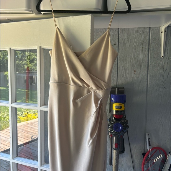 Stunning Champaign Long Satin Dress 🌟 - Picture 3 of 5